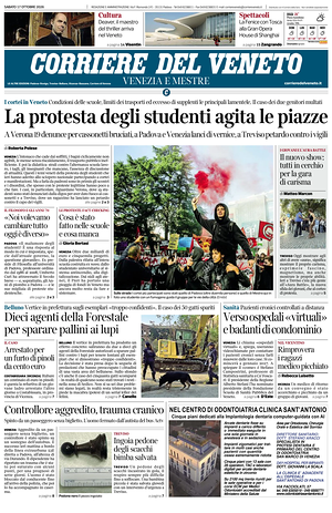 Prima pagina Corriere del Veneto di oggi - Quotidiano regionale