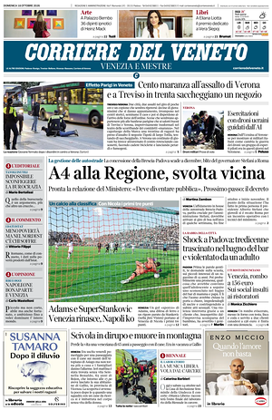 Prima pagina Corriere del Veneto di oggi - Quotidiano regionale