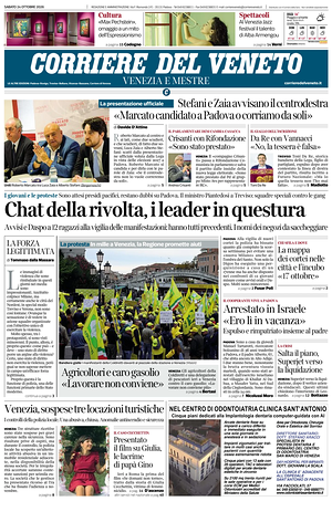 Prima pagina Corriere del Veneto di oggi - Quotidiano regionale