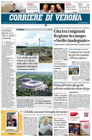 Prima pagina Corriere di Verona di oggi - Quotidiano regionale