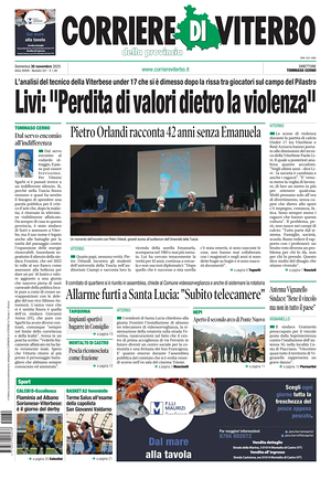 Prima pagina Corriere di Viterbo di oggi - Quotidiano regionale