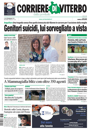 Prima pagina Corriere di Viterbo di oggi - Quotidiano regionale