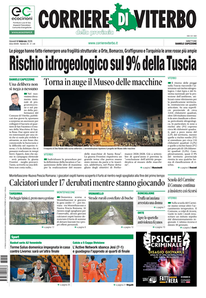 Prima pagina Corriere di Viterbo di oggi - Quotidiano regionale