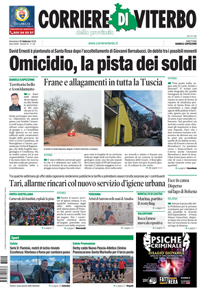 Prima pagina Corriere di Viterbo di oggi - Quotidiano regionale