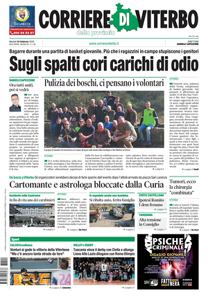 Prima pagina Corriere di Viterbo di oggi - Quotidiano regionale
