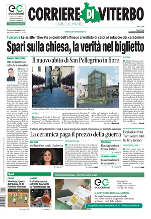Prima pagina Corriere di Viterbo di oggi - Quotidiano regionale