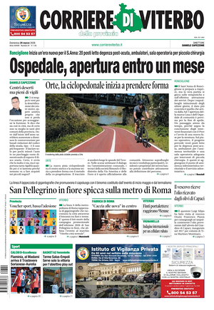 Prima pagina Corriere di Viterbo di oggi - Quotidiano regionale