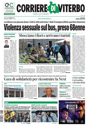 Prima pagina Corriere di Viterbo di oggi - Quotidiano regionale