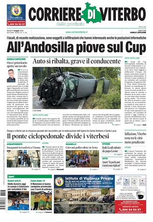 Prima pagina Corriere di Viterbo di oggi - Quotidiano regionale