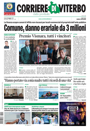 Prima pagina Corriere di Viterbo di oggi - Quotidiano regionale