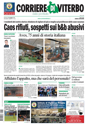Prima pagina Corriere di Viterbo di oggi - Quotidiano regionale