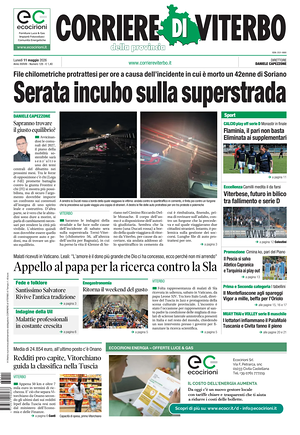 Prima pagina Corriere di Viterbo di oggi - Quotidiano regionale