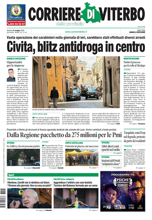 Prima pagina Corriere di Viterbo di oggi - Quotidiano regionale