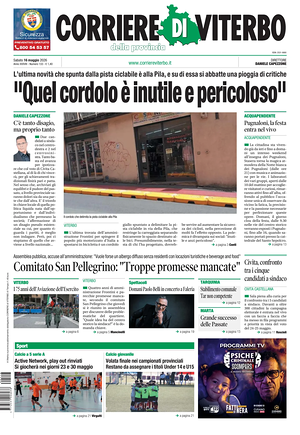 Prima pagina Corriere di Viterbo di oggi - Quotidiano regionale