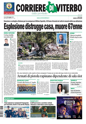 Prima pagina Corriere di Viterbo di oggi - Quotidiano regionale
