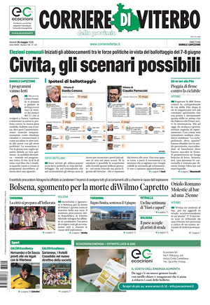Prima pagina Corriere di Viterbo di oggi - Quotidiano regionale