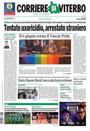 Prima pagina Corriere di Viterbo di oggi - Quotidiano regionale