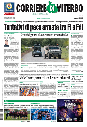Prima pagina Corriere di Viterbo di oggi - Quotidiano regionale