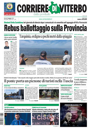 Prima pagina Corriere di Viterbo di oggi - Quotidiano regionale