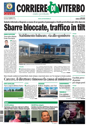 Prima pagina Corriere di Viterbo di oggi - Quotidiano regionale