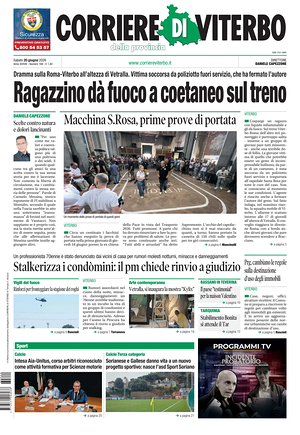 Prima pagina Corriere di Viterbo di oggi - Quotidiano regionale