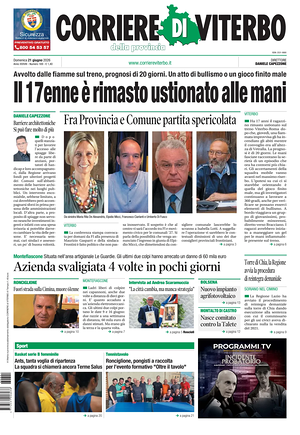 Prima pagina Corriere di Viterbo di oggi - Quotidiano regionale