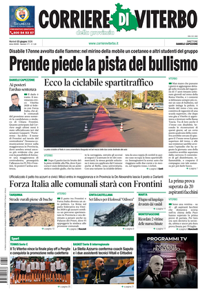 Prima pagina Corriere di Viterbo di oggi - Quotidiano regionale