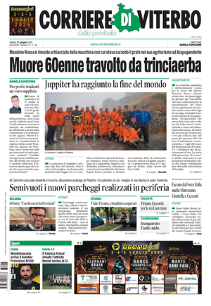 Prima pagina Corriere di Viterbo di oggi - Quotidiano regionale