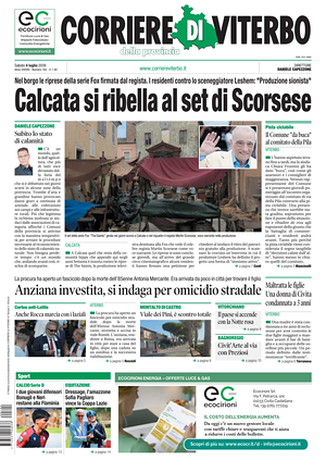 Prima pagina Corriere di Viterbo di oggi - Quotidiano regionale