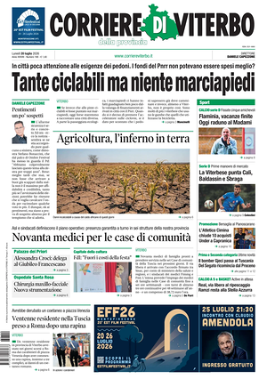 Prima pagina Corriere di Viterbo di oggi - Quotidiano regionale