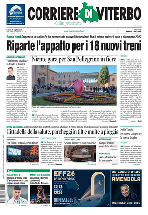 Prima pagina Corriere di Viterbo di oggi - Quotidiano regionale