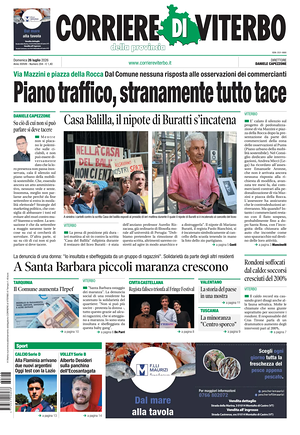 Prima pagina Corriere di Viterbo di oggi - Quotidiano regionale