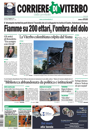 Prima pagina Corriere di Viterbo di oggi - Quotidiano regionale