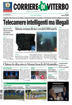 Prima pagina Corriere di Viterbo di oggi - Quotidiano regionale