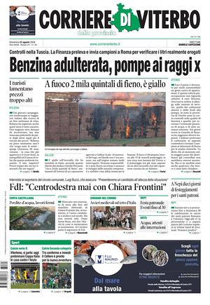 Prima pagina Corriere di Viterbo di oggi - Quotidiano regionale