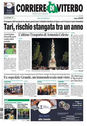 Prima pagina Corriere di Viterbo di oggi - Quotidiano regionale