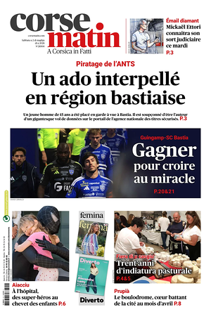 Une de Corse Matin du jour - Journal régional