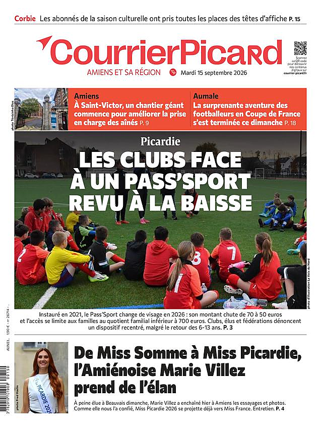 Une de Le Courrier Picard du jour - Presse 15 septembre 2026