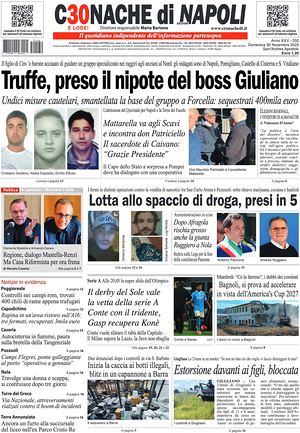 Prima pagina Cronache di Napoli di oggi - Quotidiano regionale