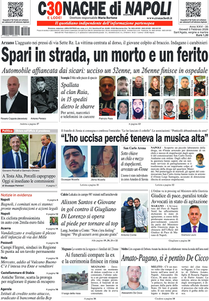 Prima pagina Cronache di Napoli di oggi - Quotidiano regionale