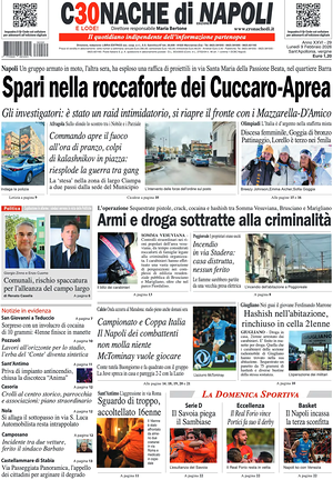 Prima pagina Cronache di Napoli di oggi - Quotidiano regionale