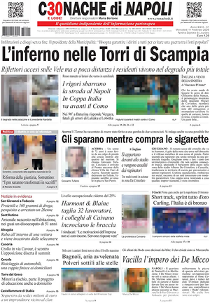 Prima pagina Cronache di Napoli di oggi - Quotidiano regionale