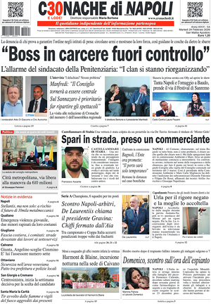 Prima pagina Cronache di Napoli di oggi - Quotidiano regionale