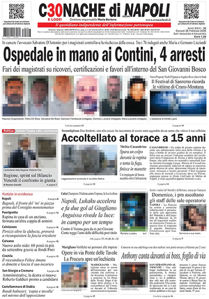 Prima pagina Cronache di Napoli di oggi - Quotidiano regionale