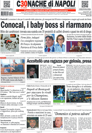 Prima pagina Cronache di Napoli di oggi - Quotidiano regionale