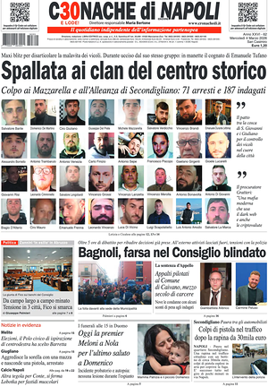 Prima pagina Cronache di Napoli di oggi - Quotidiano regionale