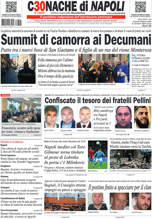 Prima pagina Cronache di Napoli di oggi - Quotidiano regionale