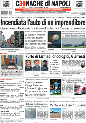 Prima pagina Cronache di Napoli di oggi - Quotidiano regionale