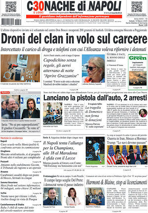 Prima pagina Cronache di Napoli di oggi - Quotidiano regionale