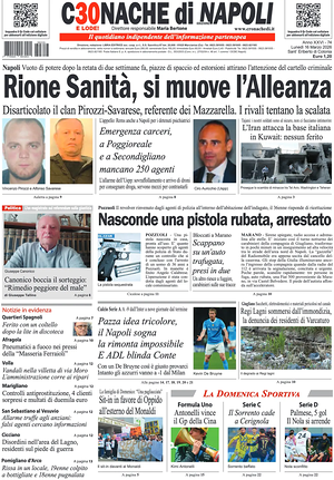 Prima pagina Cronache di Napoli di oggi - Quotidiano regionale